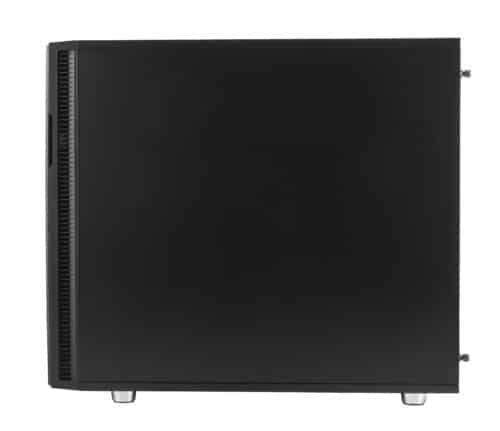 A black computer case on a white background.