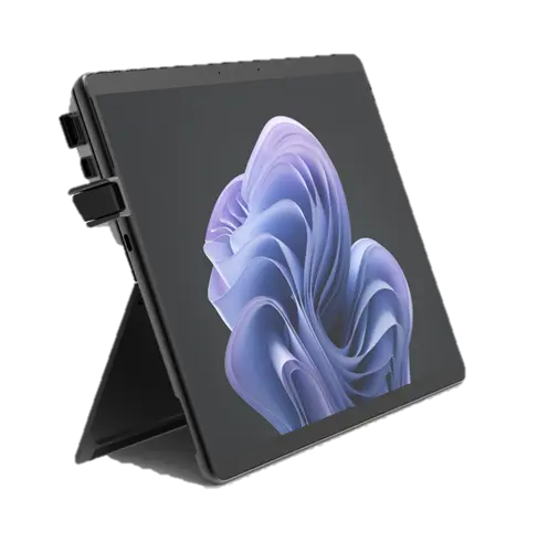 The ipad pro with a purple flower on it.