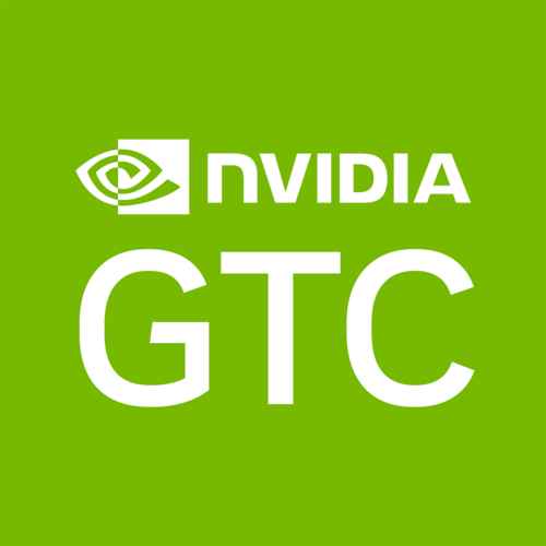 Nvidia gtc logo on a green background.