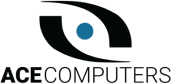 Logo featuring the name "ACE COMPUTERS" with a stylized eye design containing a blue dot above the text, prominently displayed as one of our Featured Partners.