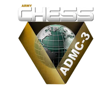 Logo featuring the word "chess" above a stylized earth within a gold chevron, with the acronyms "army" and "ADMC-3" displayed.
