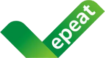 The image shows the EPEAT logo, a green checkmark shape with the word "epeat" written on it, indicating an environmental certification for electronic products that emphasizes sustainability.