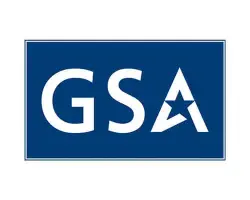 Logo of the Federal General Services Administration (GSA), featuring the letters "GSA" with a white star on a blue background.