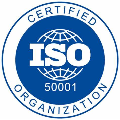 Blue and white circular ISO 50001 Certified Organization logo featuring the ISO acronym and a globe graphic, proudly displayed by Ace Computers.
