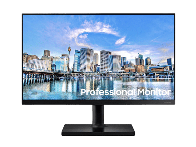 A monitor displaying a city skyline reflected on water, labeled "Professional Monitor" at the bottom.